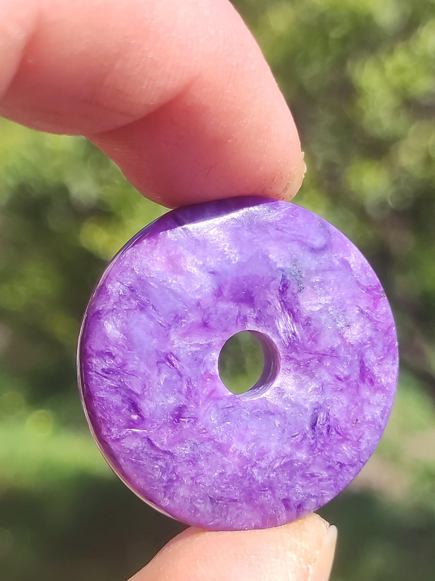 Charoite AAA Donut protecteur - Collier de donuts en pierres précieuses Rareté Symbole de protection rare Pierre de guérison Cristal HIPPIE Boho Ethnique Homme Femme Cadeau Lui Elle