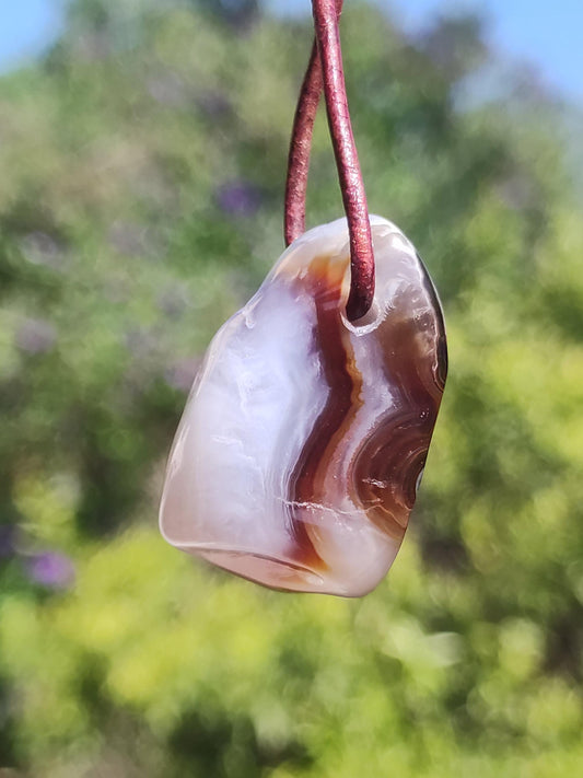 Feuerachat Mexiko ~ Edelstein Kette HIPPIE GOA Boho Ethno Natur Heilstein Rarität Kristalle Schmuck Anhänger braun Natur Stein Geschenk