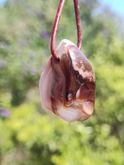 Agate de feu Mexique ~ Collier de pierres précieuses HIPPIE GOA Boho Ethnique Pierre de guérison naturelle Cristaux de rareté Bijoux Pendentif Marron Pierre naturelle Cadeau