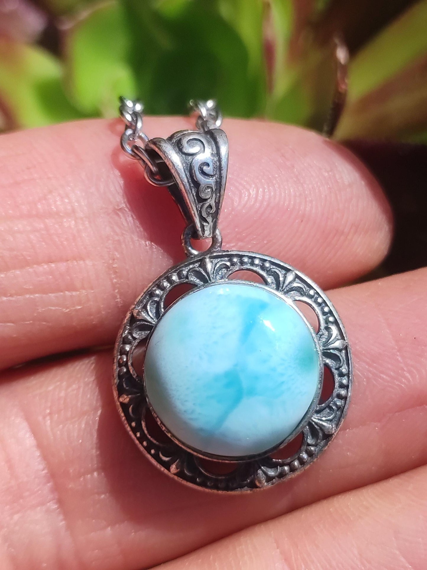 Larimar Collier Pierre précieuse vintage Argent 925 Femme Bijoux précieux antique vintage Pierre de guérison Rareté Mer Ciel bleu Cadeau femme amie