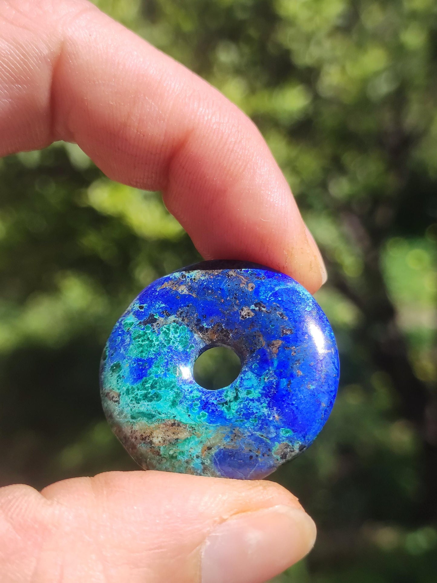 Azurite - malachite - chrysocolle bleu vert ~ collier pierres précieuses HIPPIE GOA Boho Tibet Ethno Nature Donut symbole protecteur pierre de guérison collectionneur homme femme