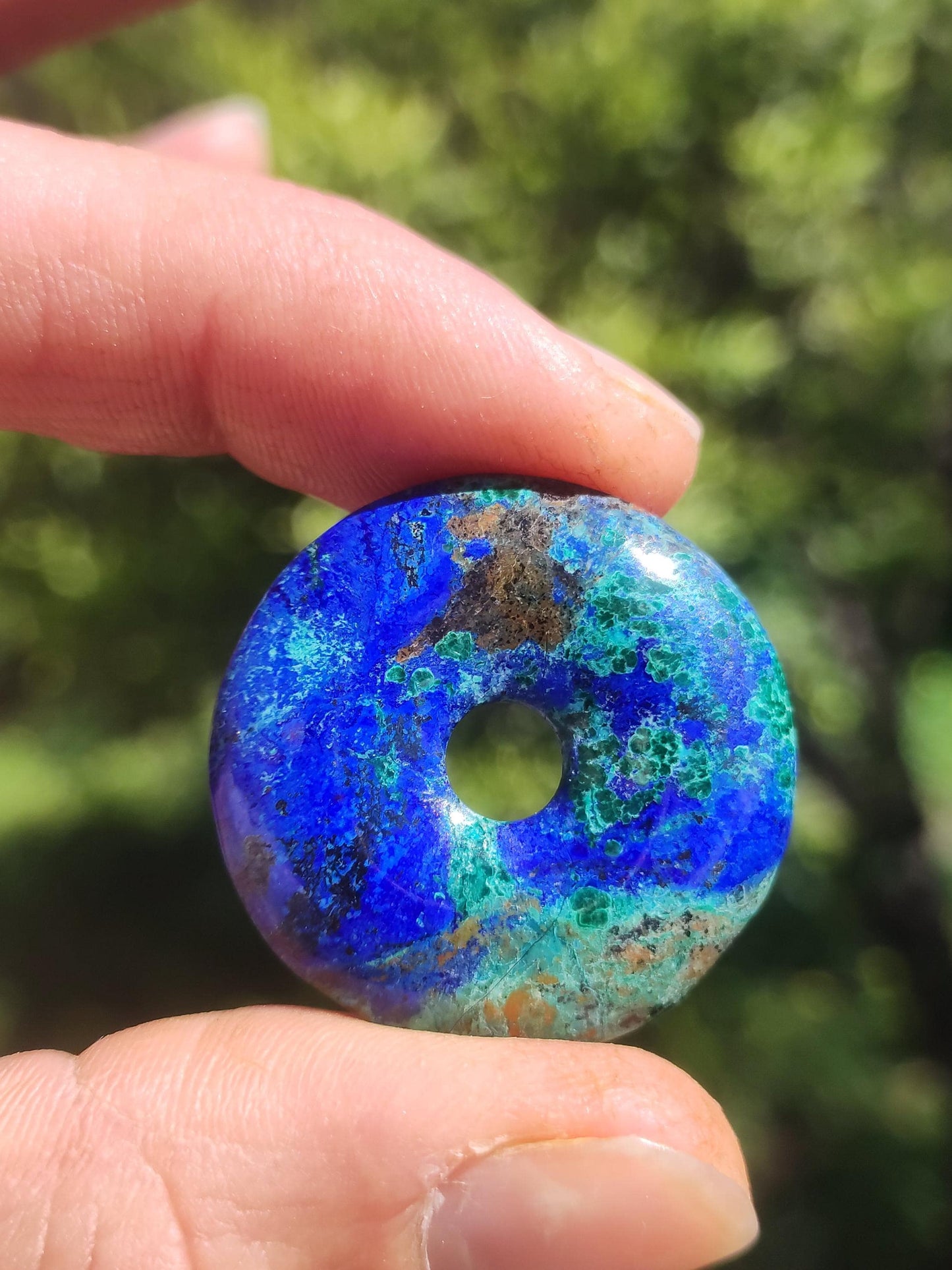 Azurite - malachite - chrysocolle bleu vert ~ collier pierres précieuses HIPPIE GOA Boho Tibet Ethno Nature Donut symbole protecteur pierre de guérison collectionneur homme femme