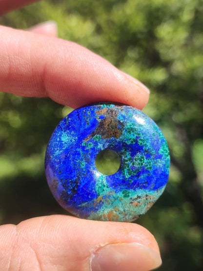 Azurite - malachite - chrysocolle bleu vert ~ collier pierres précieuses HIPPIE GOA Boho Tibet Ethno Nature Donut symbole protecteur pierre de guérison collectionneur homme femme