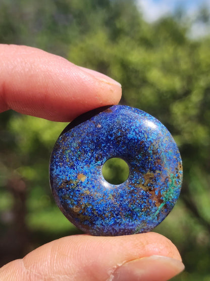 Azurite - malachite - chrysocolle bleu vert ~ collier pierres précieuses HIPPIE GOA Boho Tibet Ethno Nature Donut symbole protecteur pierre de guérison collectionneur homme femme