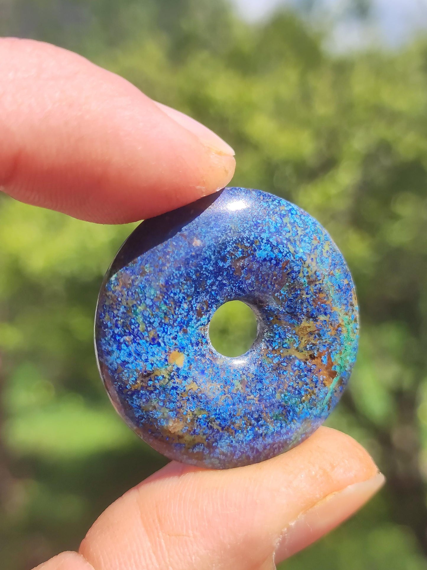 Azurite - malachite - chrysocolle bleu vert ~ collier pierres précieuses HIPPIE GOA Boho Tibet Ethno Nature Donut symbole protecteur pierre de guérison collectionneur homme femme