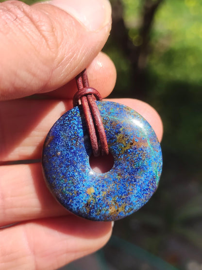 Azurite - malachite - chrysocolle bleu vert ~ collier pierres précieuses HIPPIE GOA Boho Tibet Ethno Nature Donut symbole protecteur pierre de guérison collectionneur homme femme