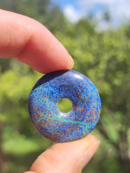 Azurite - malachite - chrysocolle bleu vert ~ collier pierres précieuses HIPPIE GOA Boho Tibet Ethno Nature Donut symbole protecteur pierre de guérison collectionneur homme femme