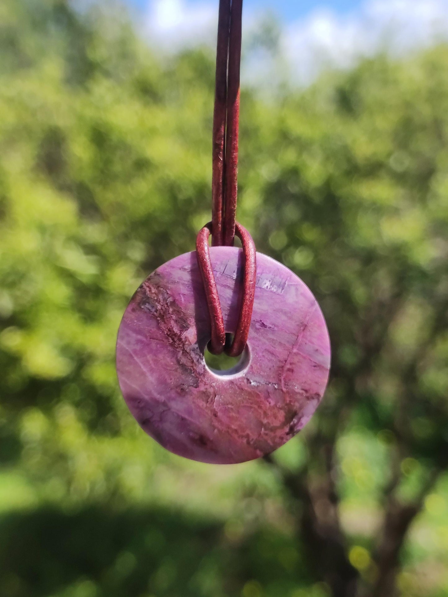 Sugilite protection donut gemstone crystal healing stone rarity rare collector sugilite purple pendant round gift man woman he her friend violet