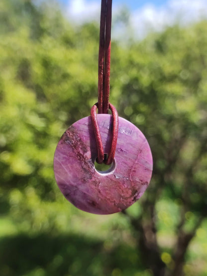 Sugilite protection donut gemstone crystal healing stone rarity rare collector sugilite purple pendant round gift man woman he her friend violet