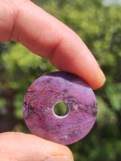 Sugilite protection donut gemstone crystal healing stone rarity rare collector sugilite purple pendant round gift man woman he her friend violet