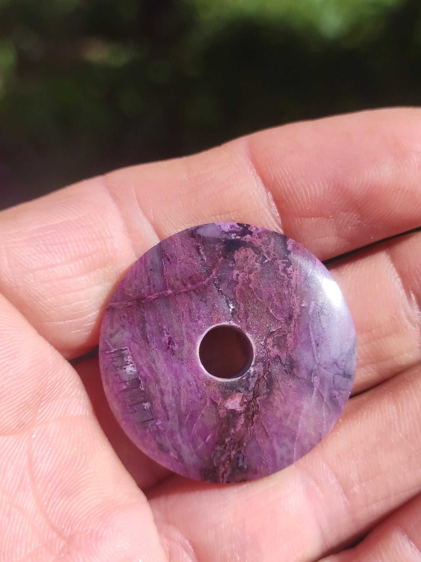 Sugilite protection donut gemstone crystal healing stone rarity rare collector sugilite purple pendant round gift man woman he her friend violet