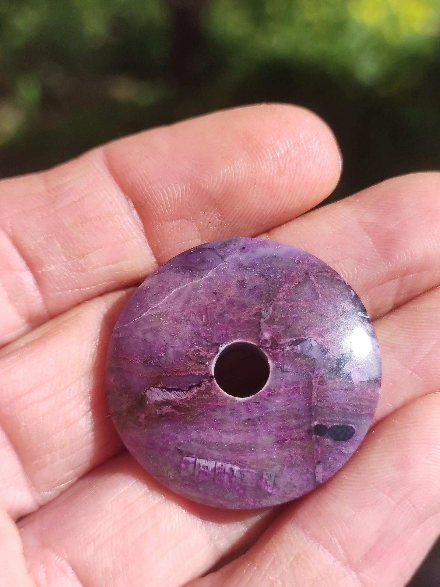 Sugilite protection donut gemstone crystal healing stone rarity rare collector sugilite purple pendant round gift man woman he her friend violet