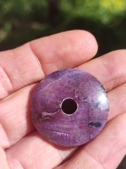 Sugilite protection donut gemstone crystal healing stone rarity rare collector sugilite purple pendant round gift man woman he her friend violet