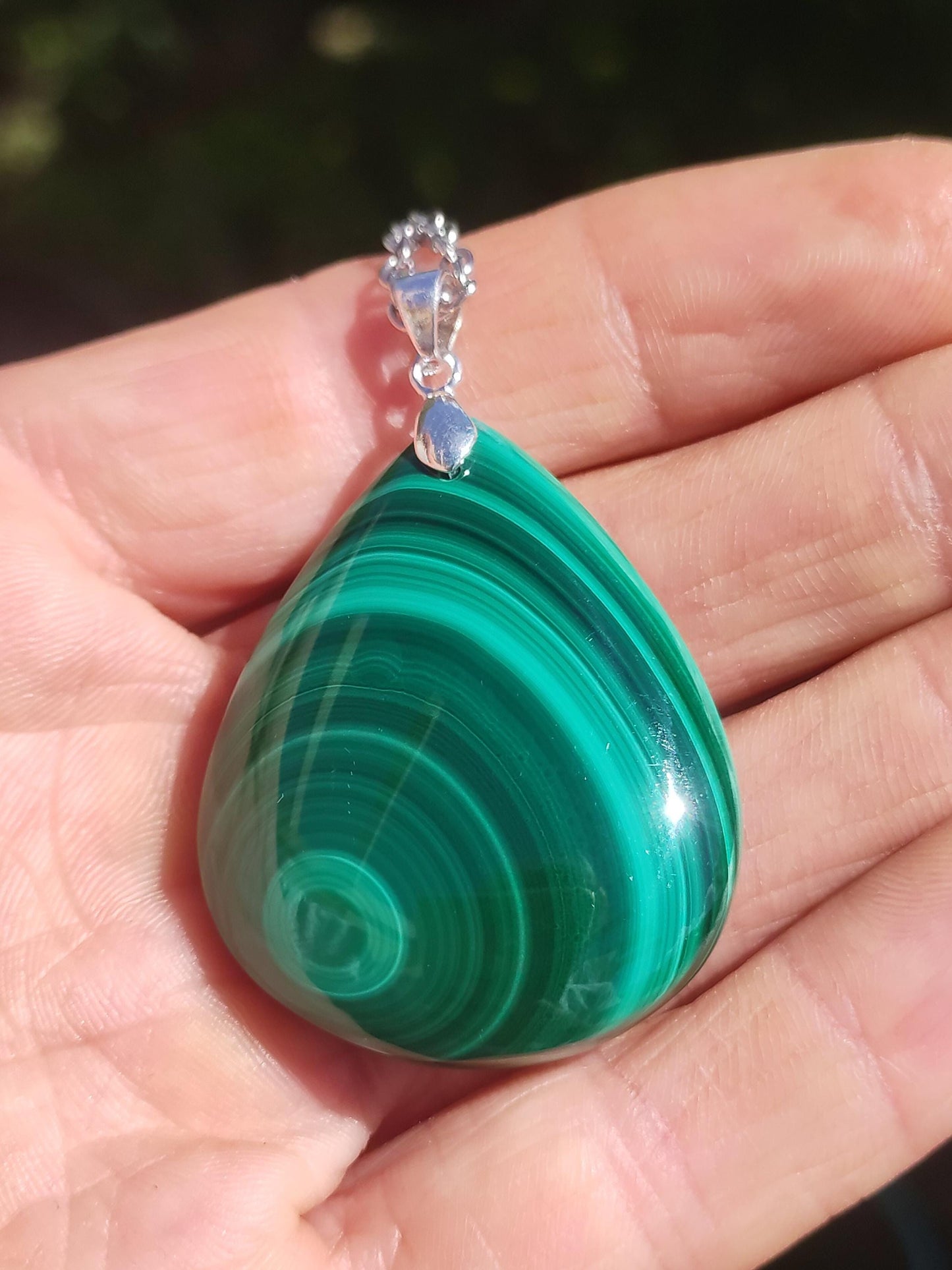 Malachit - 925 Silber Edelstein Kette Heilstein Natur grün Rarität Edel Mann Frau Geschenk Er Sie Freundin Energie Glück Kristall Vintage