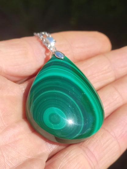 Malachit - 925 Silber Edelstein Kette Heilstein Natur grün Rarität Edel Mann Frau Geschenk Er Sie Freundin Energie Glück Kristall Vintage