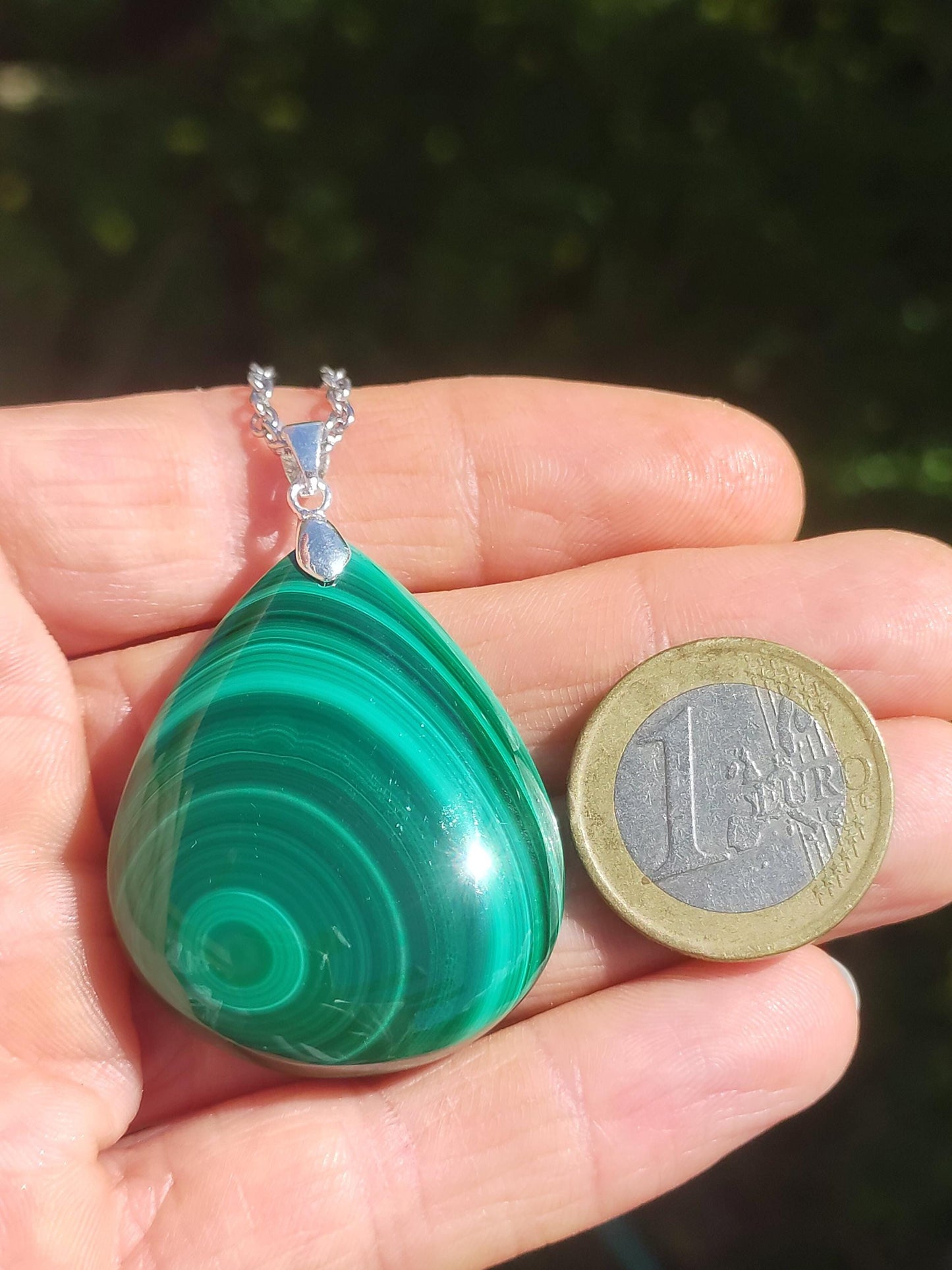 Malachit - 925 Silber Edelstein Kette Heilstein Natur grün Rarität Edel Mann Frau Geschenk Er Sie Freundin Energie Glück Kristall Vintage