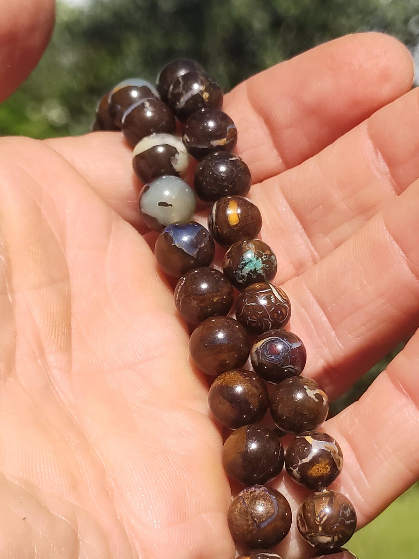 Opale Boulder Australie - Perles de pierres précieuses chaîne 8,5mm méditation chapelet mantra boho pierre de guérison chakra cristal rareté rare
