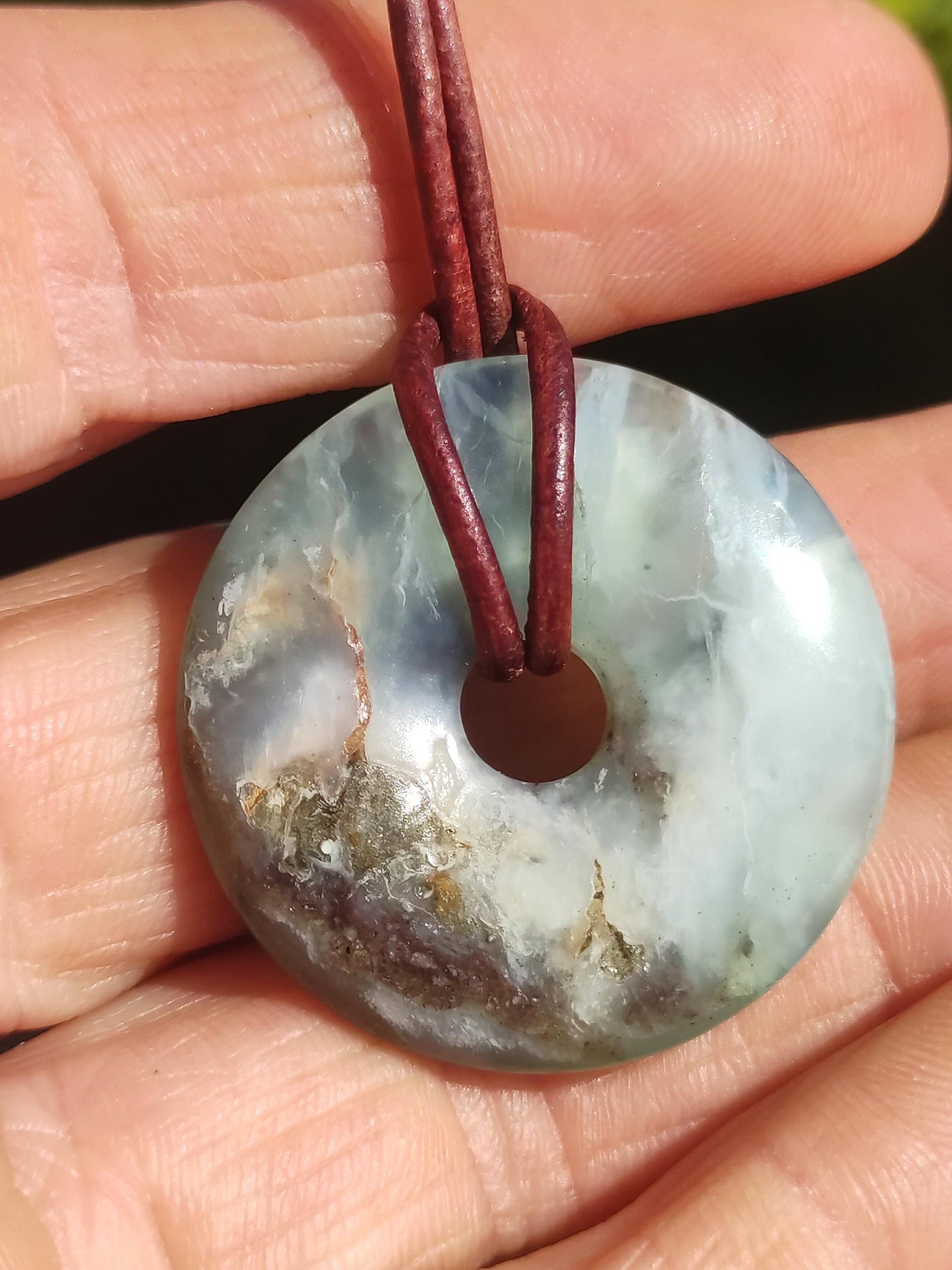 Opale Andine Opale Bleu ~ Collier de pierres précieuses HIPPIE GOA Boho Ethno Nature Donut Protection Symbole Pierre de guérison Chakra Collecteur Minéral Rareté Homme Femme