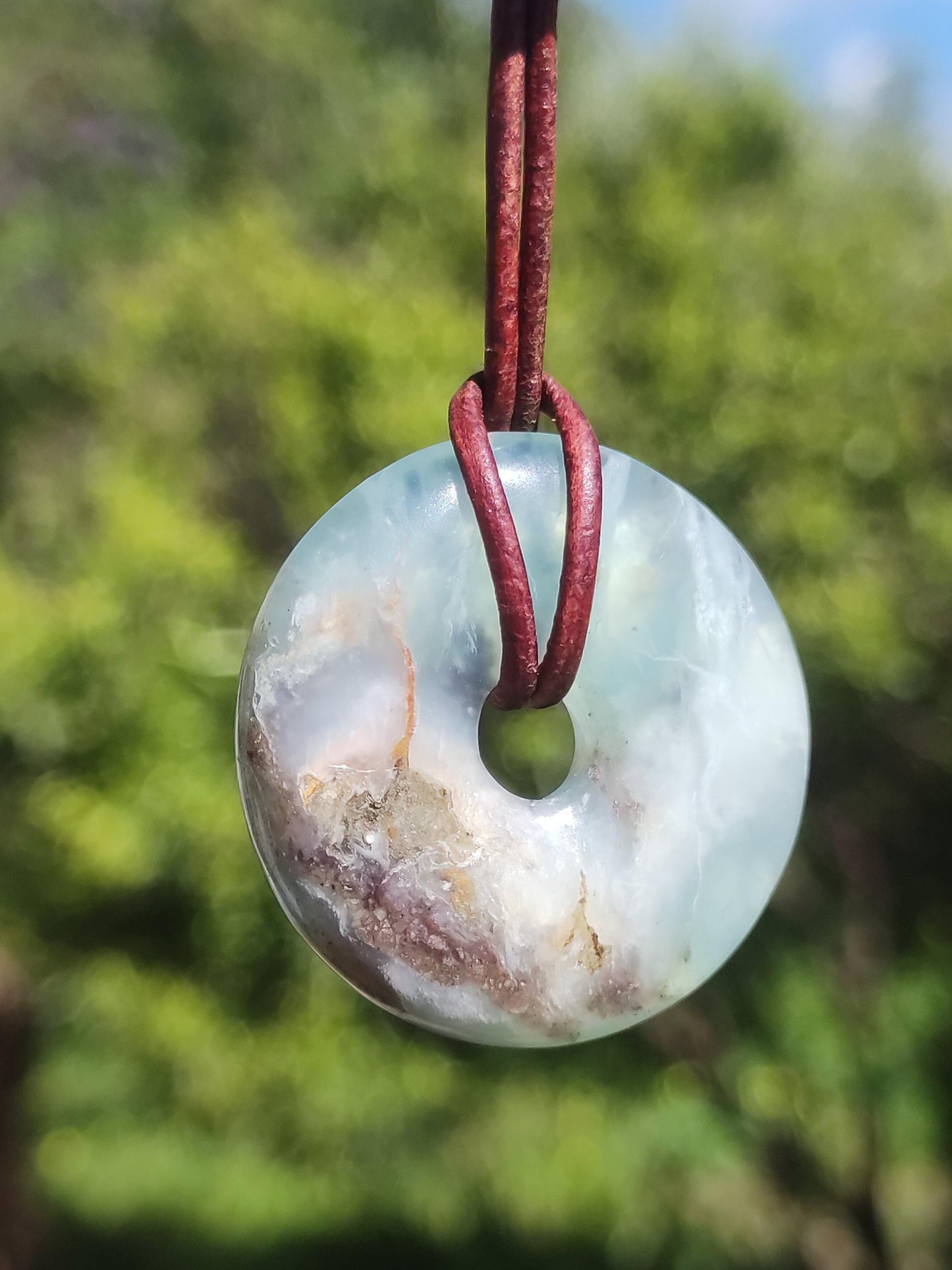 Opale Andine Opale Bleu ~ Collier de pierres précieuses HIPPIE GOA Boho Ethno Nature Donut Protection Symbole Pierre de guérison Chakra Collecteur Minéral Rareté Homme Femme