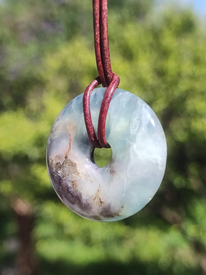 Opale Andine Opale Bleu ~ Collier de pierres précieuses HIPPIE GOA Boho Ethno Nature Donut Protection Symbole Pierre de guérison Chakra Collecteur Minéral Rareté Homme Femme