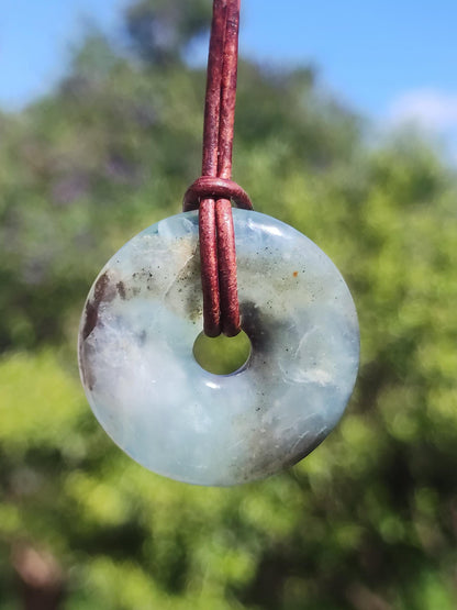 Opale Andine Opale Bleu ~ Collier de pierres précieuses HIPPIE GOA Boho Ethno Nature Donut Protection Symbole Pierre de guérison Chakra Collecteur Minéral Rareté Homme Femme