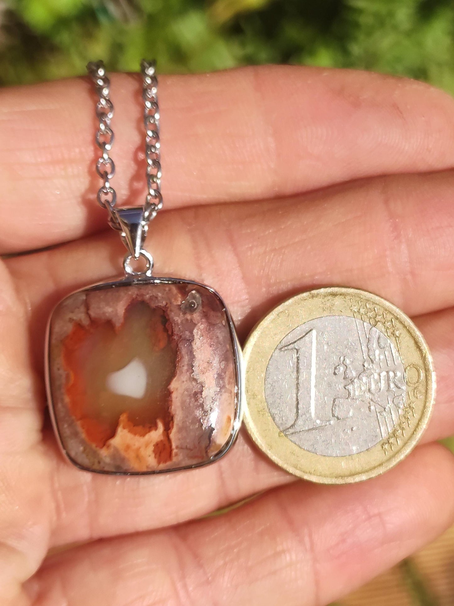 Fire Opal Mexico - 925 Sterling Silver Gemstone Necklace Natural Blue Protection Rarity Healing Stone Crystal Men Women Him Her Gift