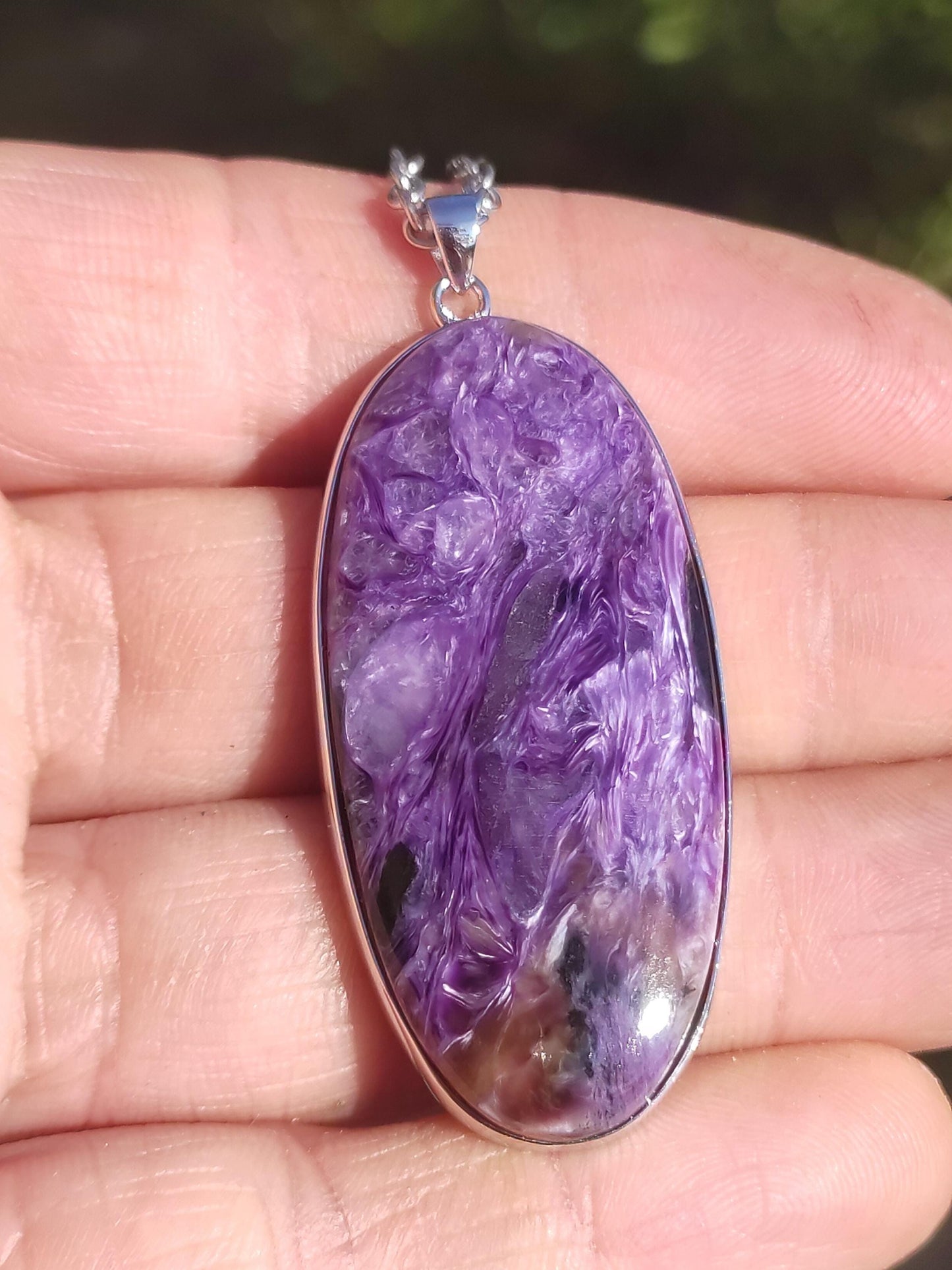Charoite - 925 argent serti collier de pierres précieuses violet violet pierre de guérison naturelle énergie rareté homme femme il son cadeau noble qualité haute qualité