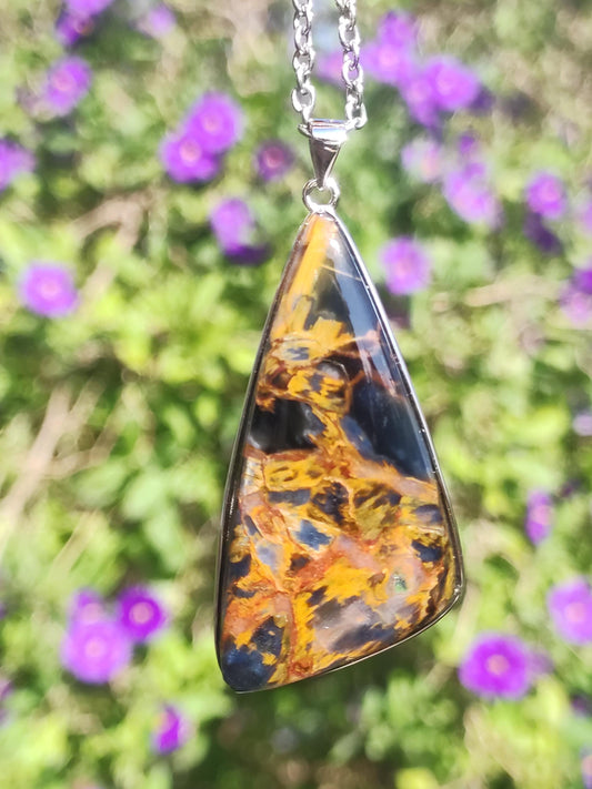Pietersite gold - 925 Sterling Silver Gemstone Necklace Nature Protection Rarity Healing Stone Crystal Man Woman He She Gift Shimmer Reflection