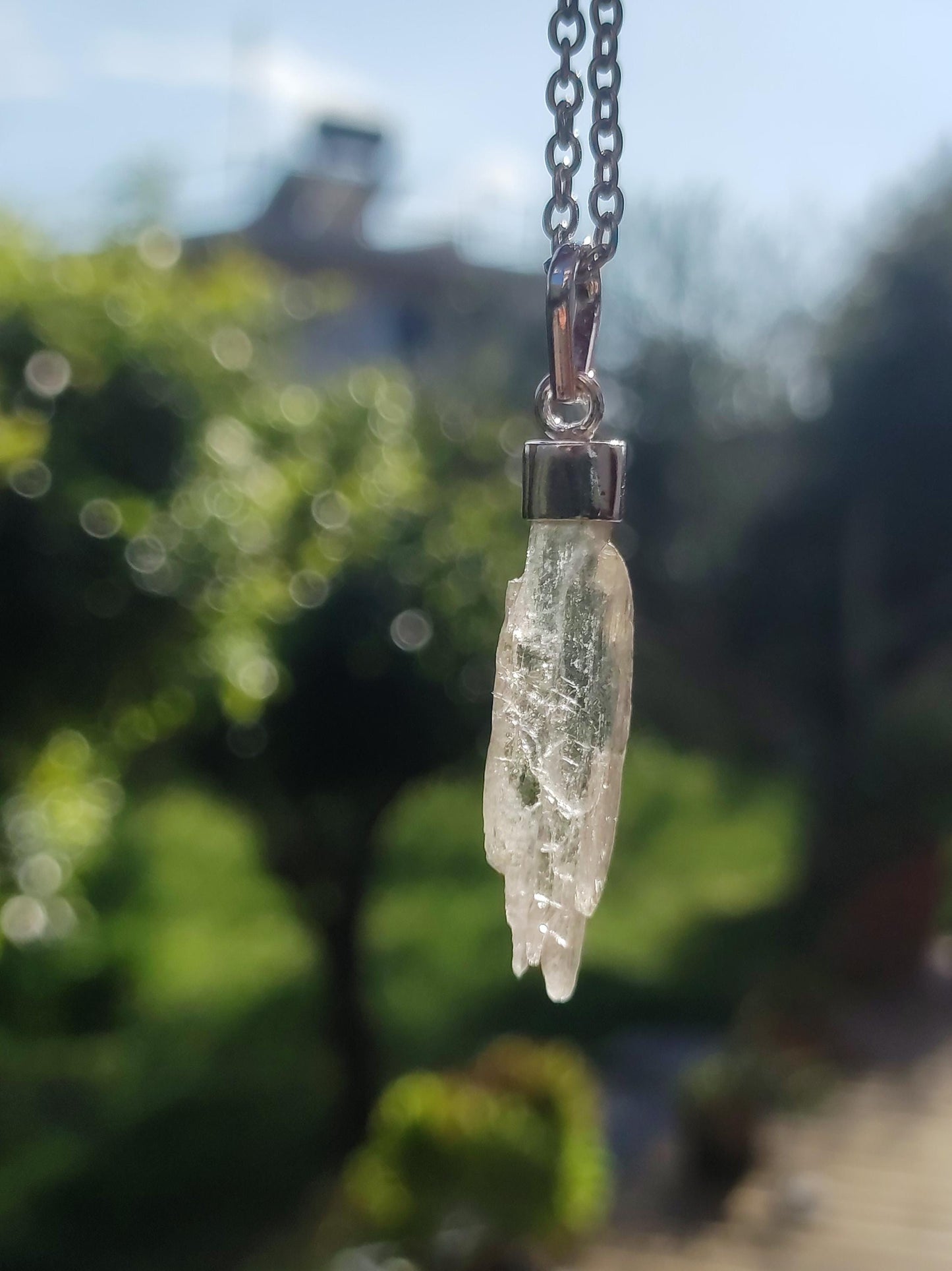 Hiddenite AAA *Rarité* ~ Argent sterling 925 ~ Collier de pierres précieuses ~HIPPIE ~GOA ~Boho ~Ethno ~Nature ~Pierre de guérison