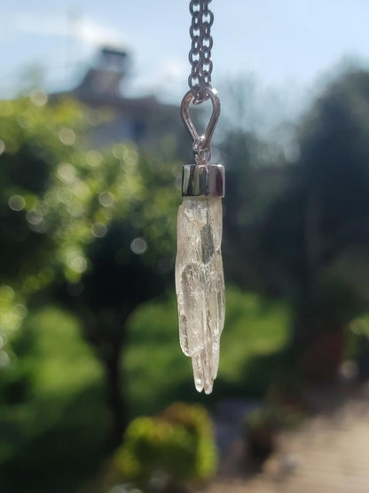 Hiddenite AAA *Rarité* ~ Argent sterling 925 ~ Collier de pierres précieuses ~HIPPIE ~GOA ~Boho ~Ethno ~Nature ~Pierre de guérison