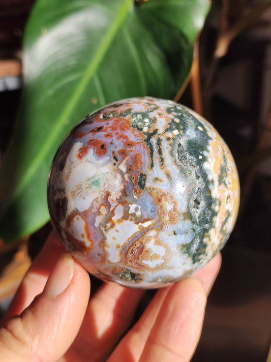 XL 8 Strands Ocean Jasper Orbicular colorful - Gemstone Sphere Natural Healing Stone Decoration Crystal Gift Him Her Man Woman House Apartment Energy Rare