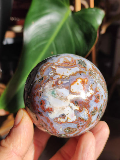 XL 8 brins Jaspe océan orbiculaire multicolore - Sphère de pierre précieuse Pierre de guérison naturelle Décoration Cristal Cadeau Lui Elle Homme Femme Maison Appartement Énergie Rare