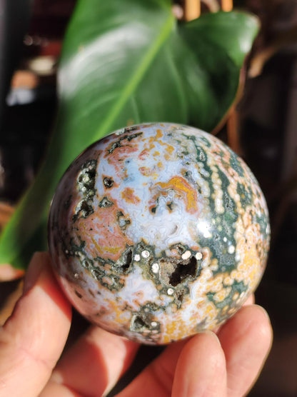 XL 8 brins Jaspe océan orbiculaire multicolore - Sphère de pierre précieuse Pierre de guérison naturelle Décoration Cristal Cadeau Lui Elle Homme Femme Maison Appartement Énergie Rare