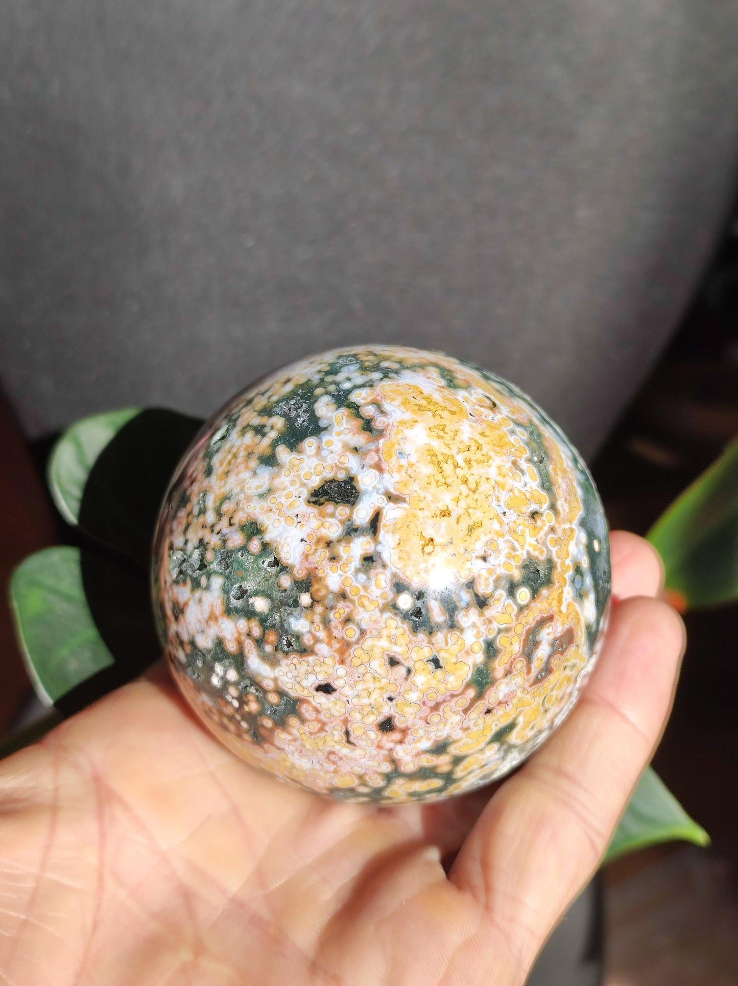 XL 8 brins Jaspe océan orbiculaire multicolore - Sphère de pierre précieuse Pierre de guérison naturelle Décoration Cristal Cadeau Lui Elle Homme Femme Maison Appartement Énergie Rare
