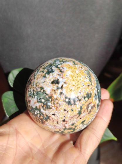 XL 8 brins Jaspe océan orbiculaire multicolore - Sphère de pierre précieuse Pierre de guérison naturelle Décoration Cristal Cadeau Lui Elle Homme Femme Maison Appartement Énergie Rare