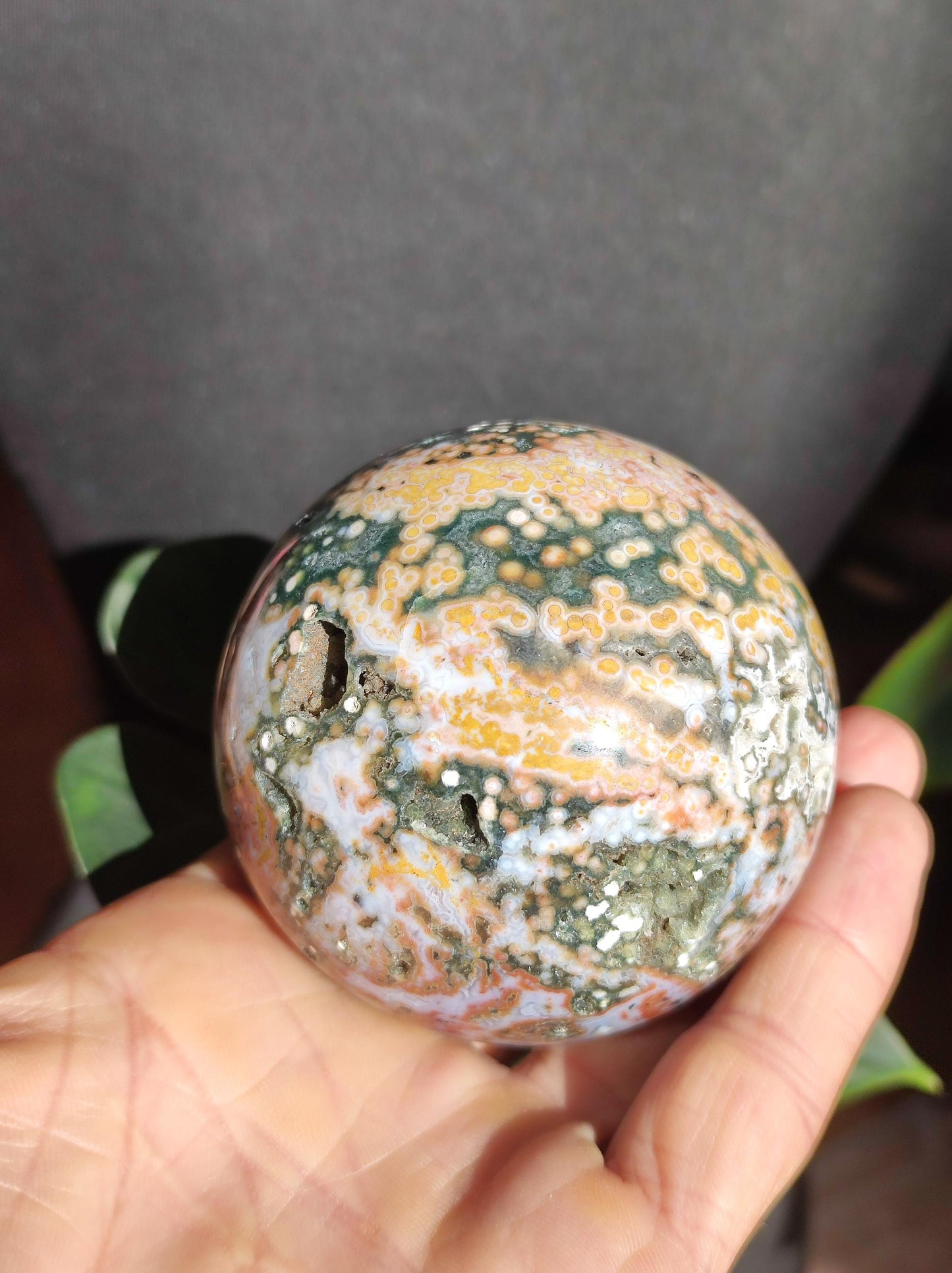 XL 8 brins Jaspe océan orbiculaire multicolore - Sphère de pierre précieuse Pierre de guérison naturelle Décoration Cristal Cadeau Lui Elle Homme Femme Maison Appartement Énergie Rare