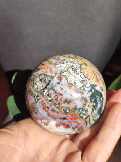 XL 8 brins Jaspe océan orbiculaire multicolore - Sphère de pierre précieuse Pierre de guérison naturelle Décoration Cristal Cadeau Lui Elle Homme Femme Maison Appartement Énergie Rare