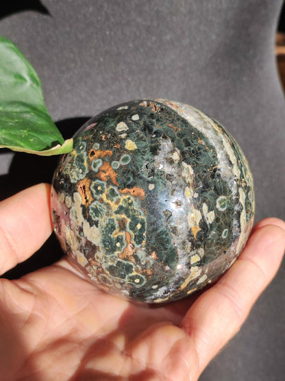 XXL 8 fils Jaspe océanique oriculaire vert pierre précieuse sphère pierre de guérison naturelle décoration cristal cadeau lui elle homme femme maison appartement énergie rare