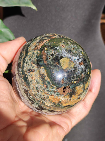 XXL 8 fils Jaspe océanique oriculaire vert pierre précieuse sphère pierre de guérison naturelle décoration cristal cadeau lui elle homme femme maison appartement énergie rare