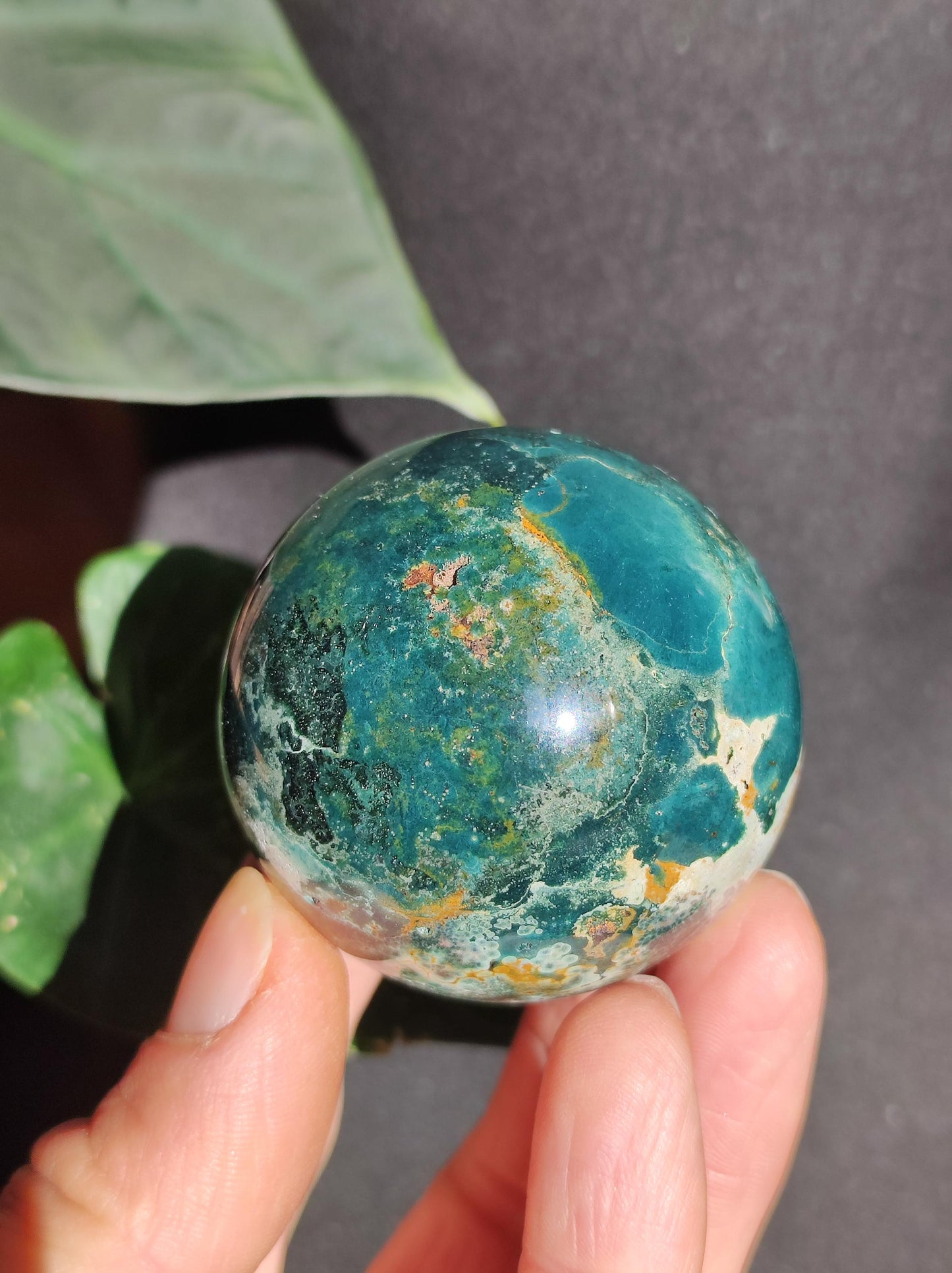 Jaspe Océan bleu ~ Boule de massage magique en pierre précieuse & Sphère de décoration boule de cristal de méditation ~HIPPIE ~GOA~Boho~Ethno~Pierre de guérison