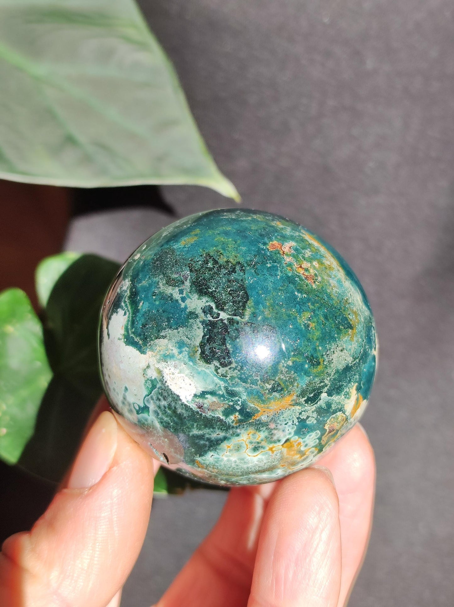 Jaspe Océan bleu ~ Boule de massage magique en pierre précieuse & Sphère de décoration boule de cristal de méditation ~HIPPIE ~GOA~Boho~Ethno~Pierre de guérison