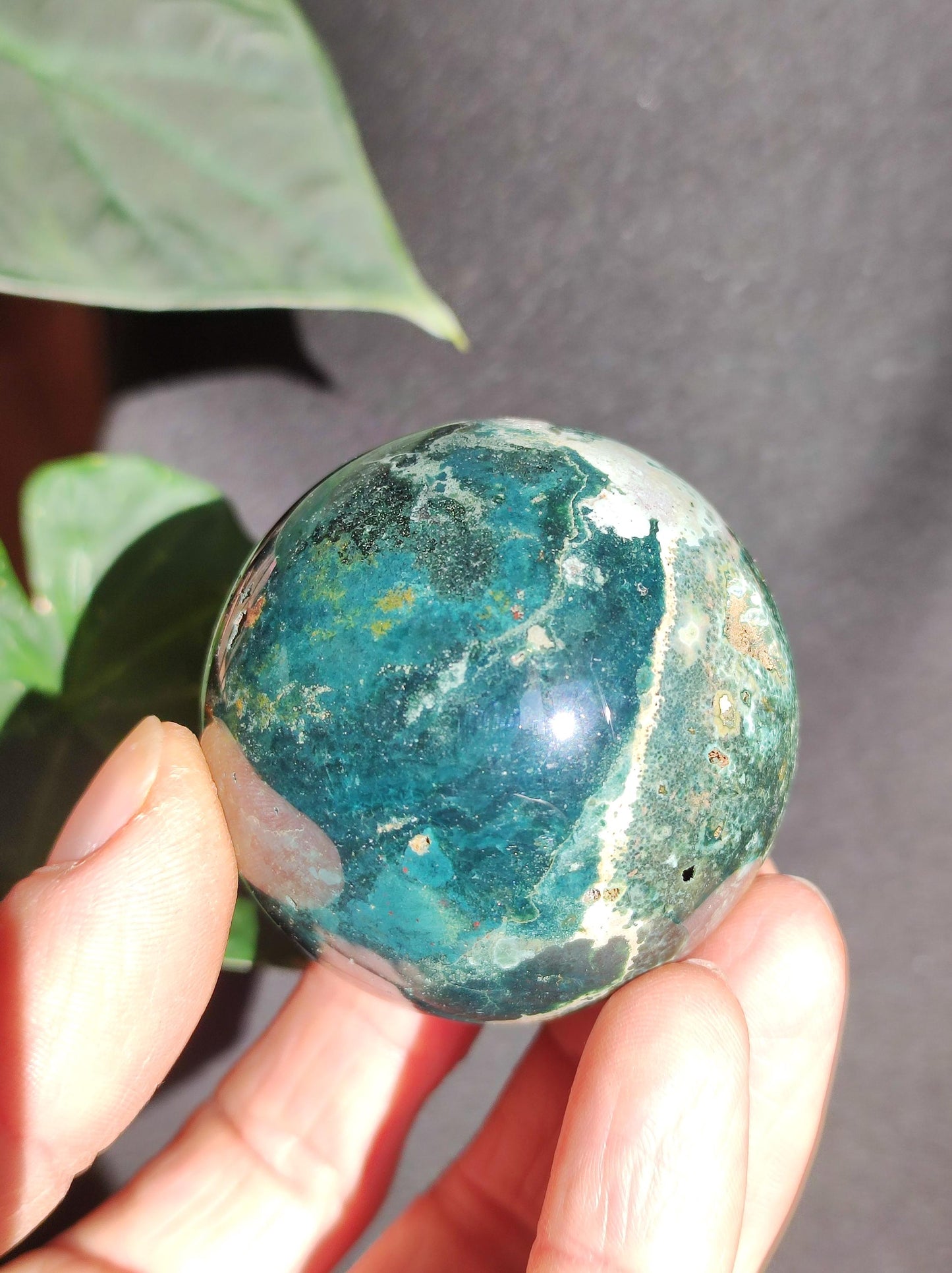 Jaspe Océan bleu ~ Boule de massage magique en pierre précieuse & Sphère de décoration boule de cristal de méditation ~HIPPIE ~GOA~Boho~Ethno~Pierre de guérison