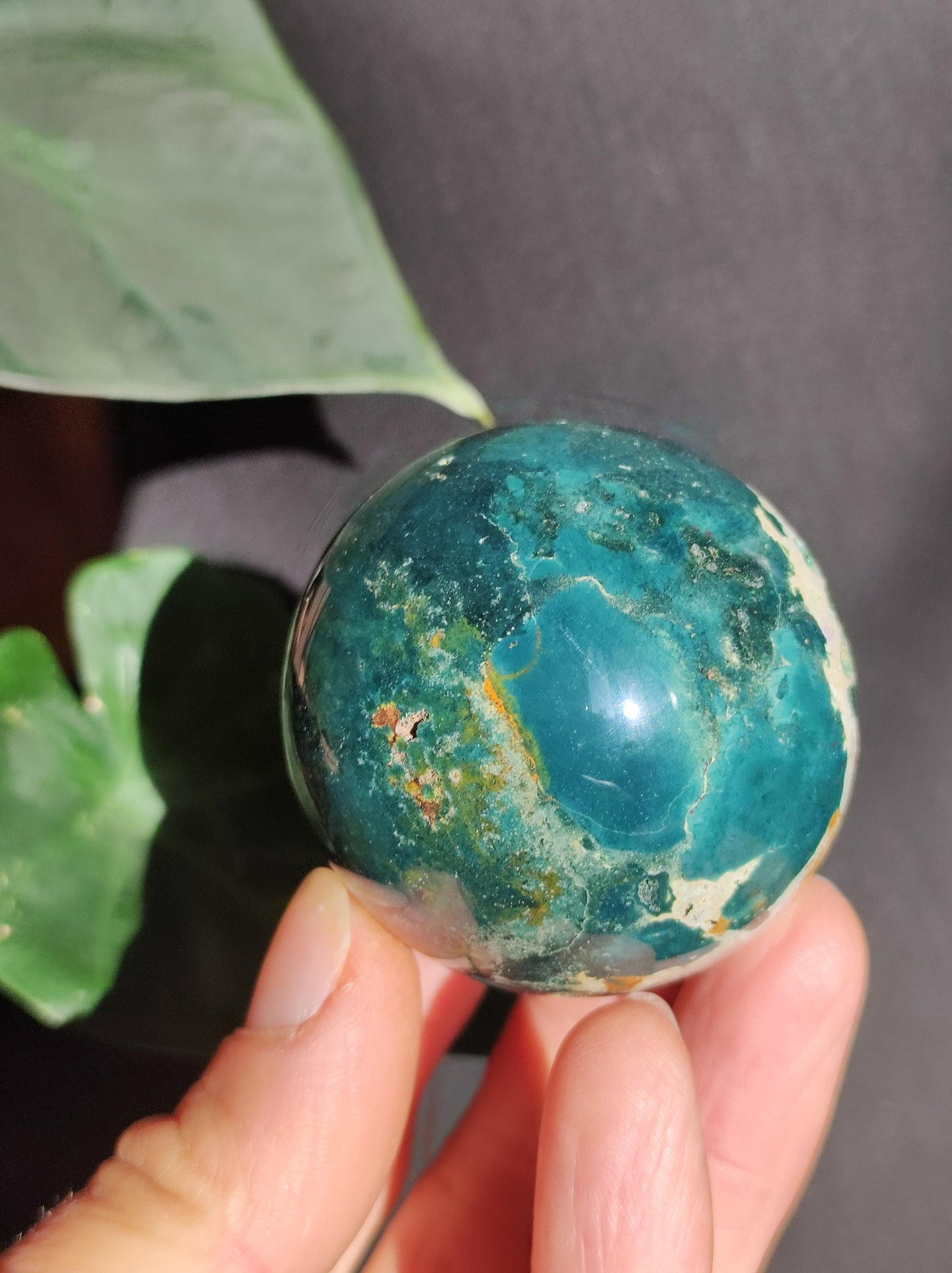 Jaspe Océan bleu ~ Boule de massage magique en pierre précieuse & Sphère de décoration boule de cristal de méditation ~HIPPIE ~GOA~Boho~Ethno~Pierre de guérison