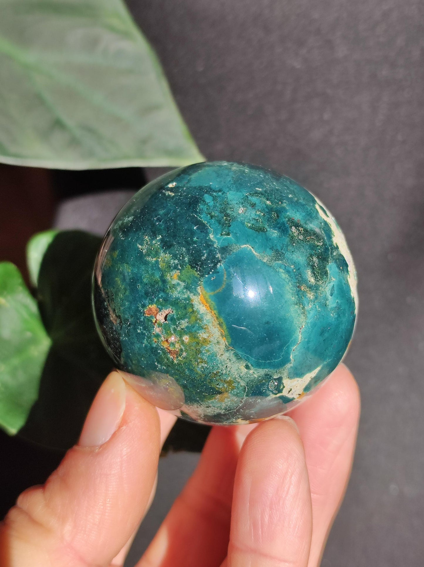 Jaspe Océan bleu ~ Boule de massage magique en pierre précieuse & Sphère de décoration boule de cristal de méditation ~HIPPIE ~GOA~Boho~Ethno~Pierre de guérison