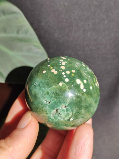 8 veines Ocean Jasper Orbiculaire vert - boule de pierre précieuse pierre de guérison naturelle décoration cristal cadeau lui elle homme femme maison appartement énergie rare