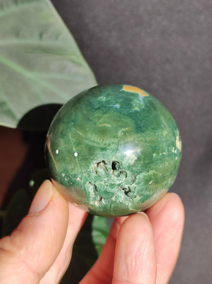 8 veines Ocean Jasper Orbiculaire vert - boule de pierre précieuse pierre de guérison naturelle décoration cristal cadeau lui elle homme femme maison appartement énergie rare
