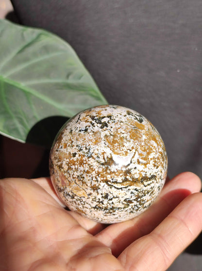 Jaspe océanique - Sphère de pierre précieuse naturelle aux vertus curatives, cristal décoratif, cadeau pour lui/elle, homme/femme, maison, appartement, énergie, rare