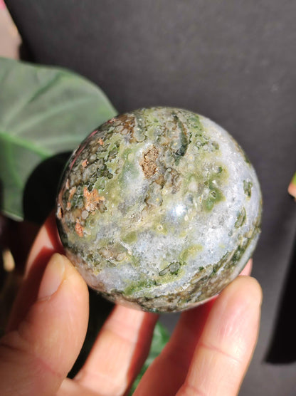 XL 8 veines Ocean Jasper Orbiculaire vert - boule de pierre précieuse pierre de guérison naturelle décoration cristal cadeau lui elle homme femme maison appartement énergie rare