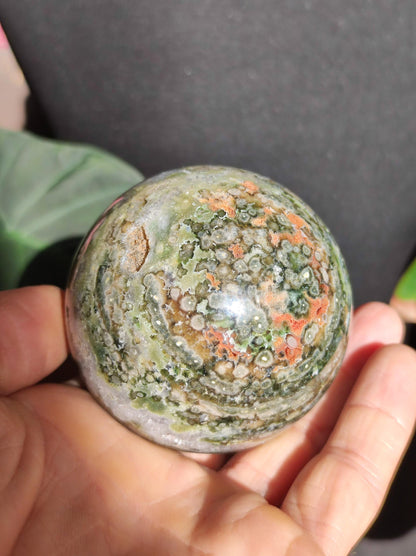 XL 8 veines Ocean Jasper Orbiculaire vert - boule de pierre précieuse pierre de guérison naturelle décoration cristal cadeau lui elle homme femme maison appartement énergie rare