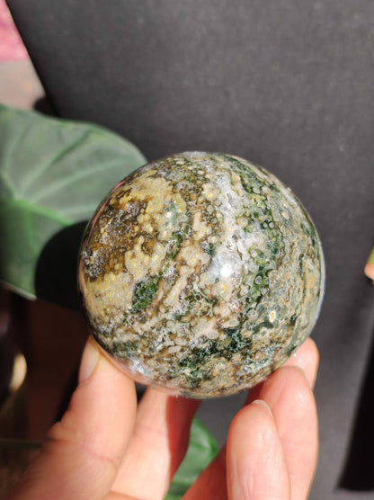 XL 8 veines Ocean Jasper Orbiculaire vert - boule de pierre précieuse pierre de guérison naturelle décoration cristal cadeau lui elle homme femme maison appartement énergie rare